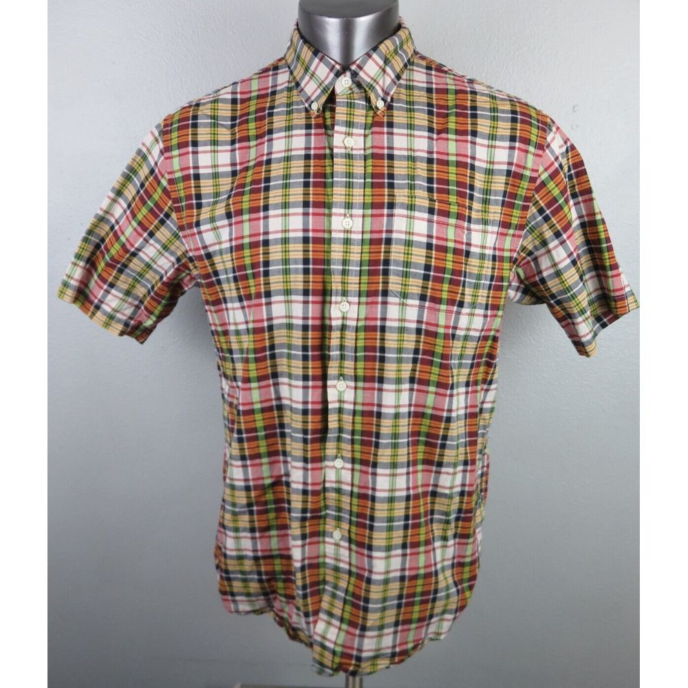 Mens Pendleton Short Sleeve Button Front Shirt Size L Seaside Plaid Multicolor